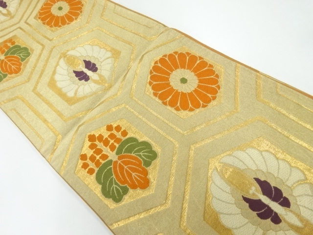 JAPANESE KIMONO / ANTIQUE FUKURO OBI / SILK / WOVEN BUTTERFLY